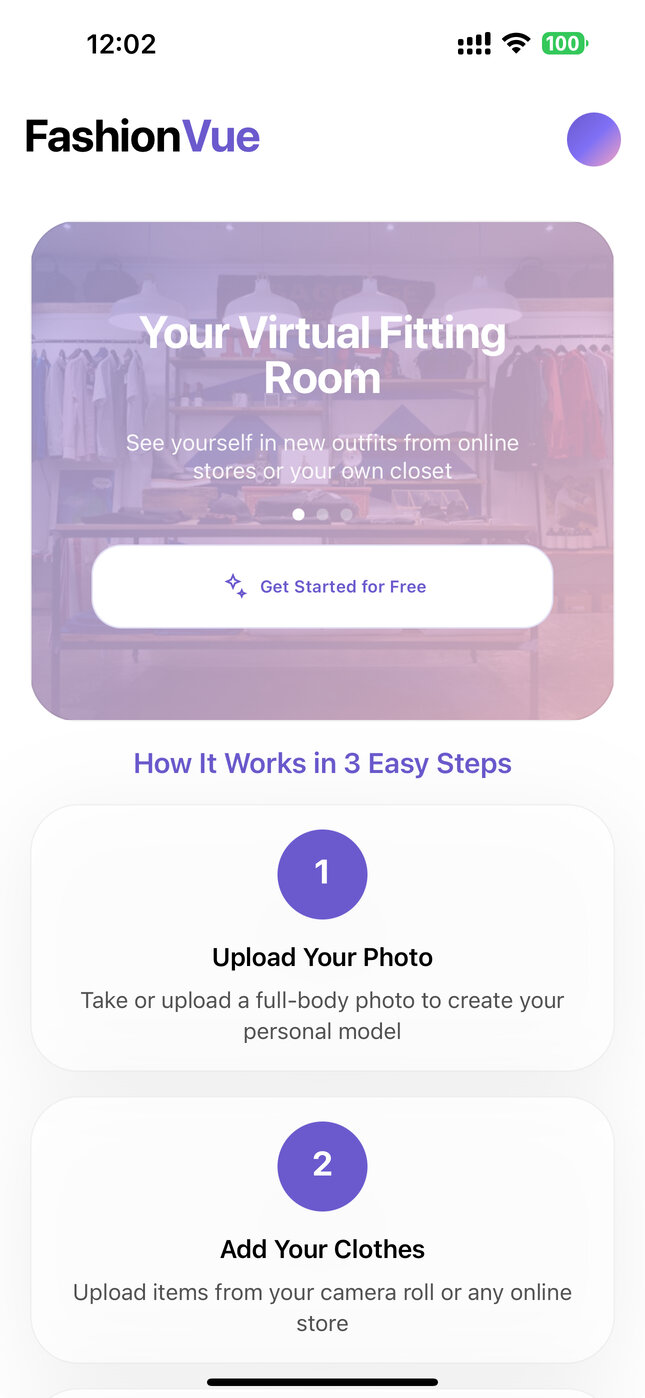 FashionVue App Interface