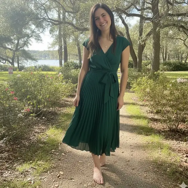 Example look: pleated wrap