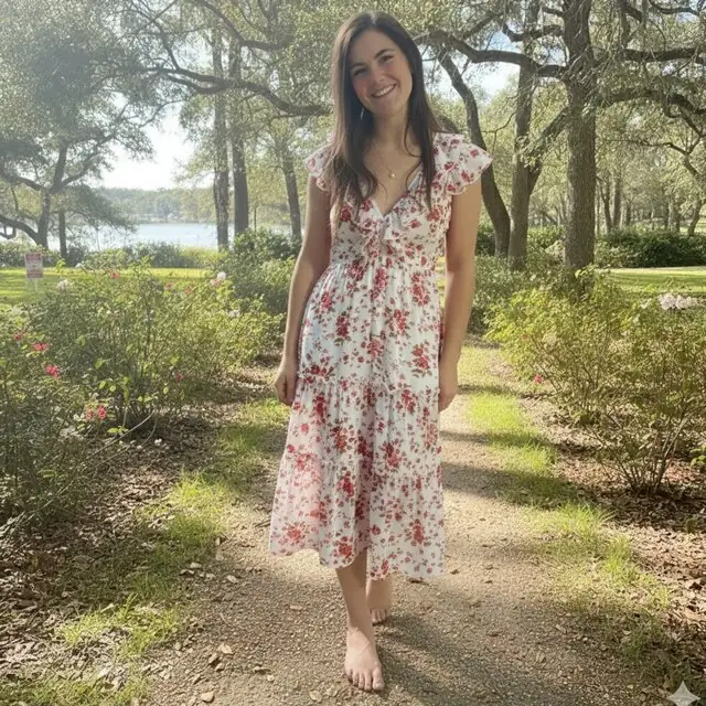 Example look: rose wrap dress